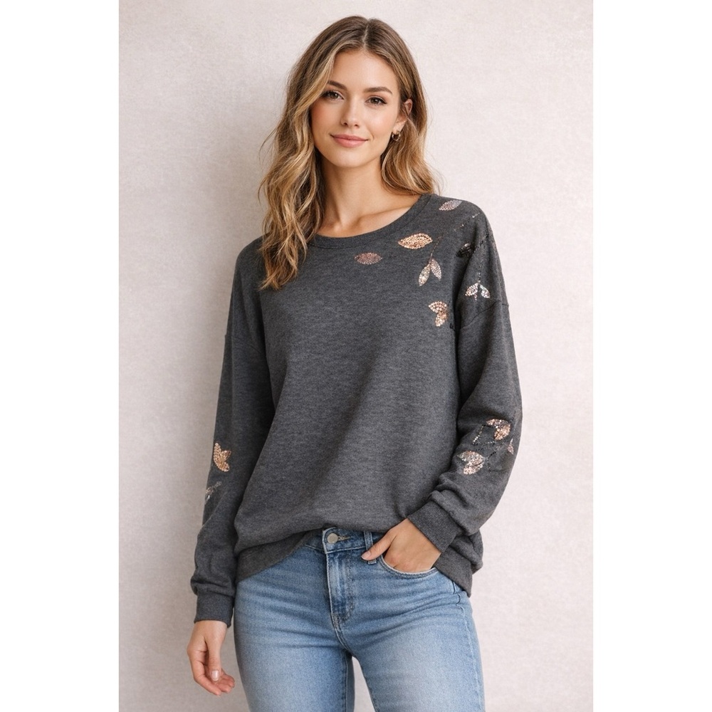 New Reitmans Sequin Embellished Dresses Up Sweatshirt Style Top Sweater …